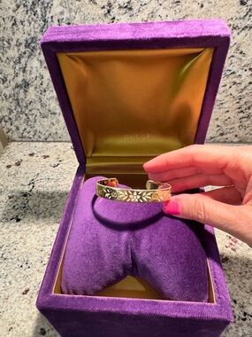Gucci Yellow Gold 18 K Floral Open Cuff Bracelet